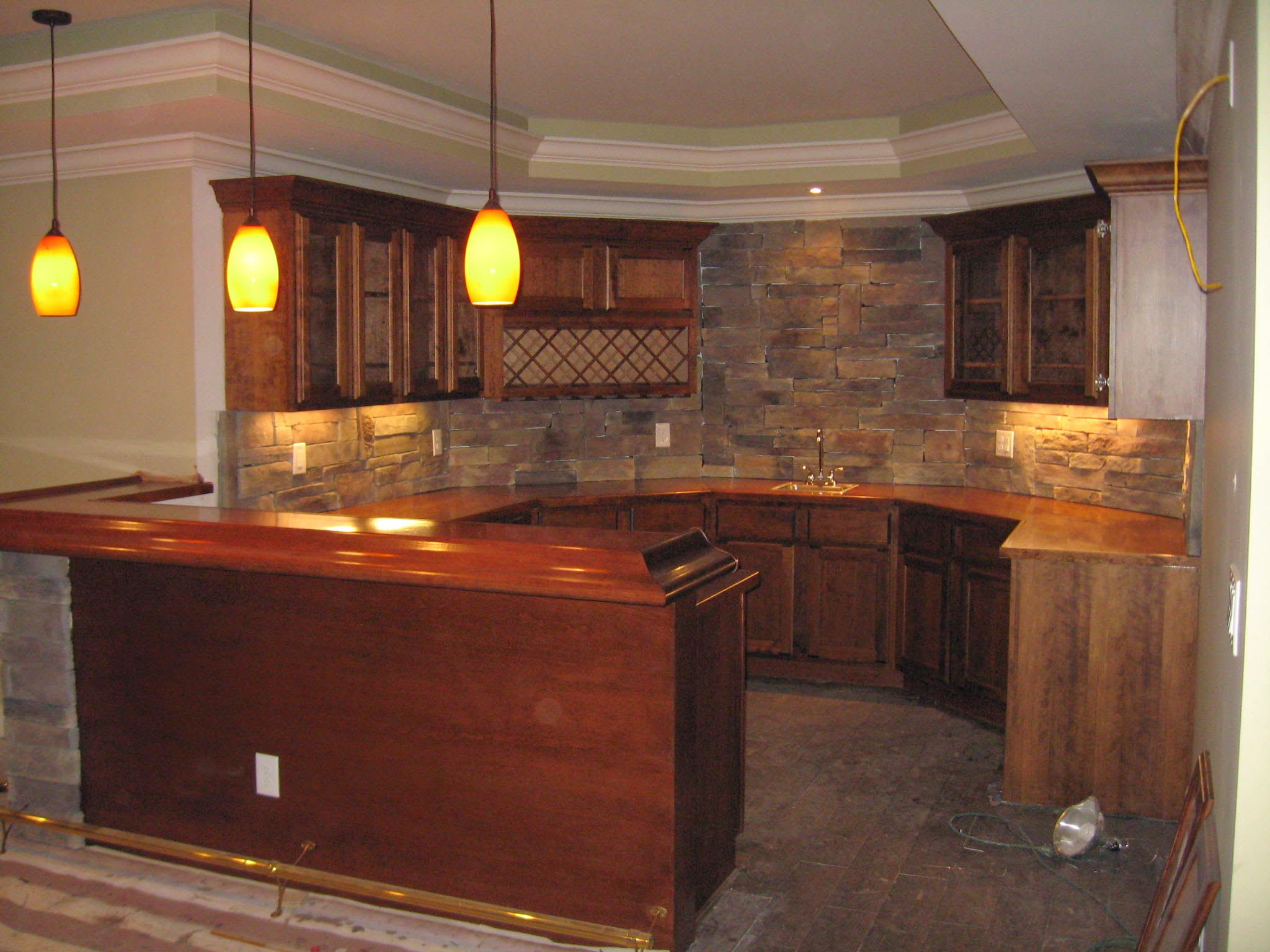 New full kitchen at the 2500 square feet basement finishing project at Milton GA.