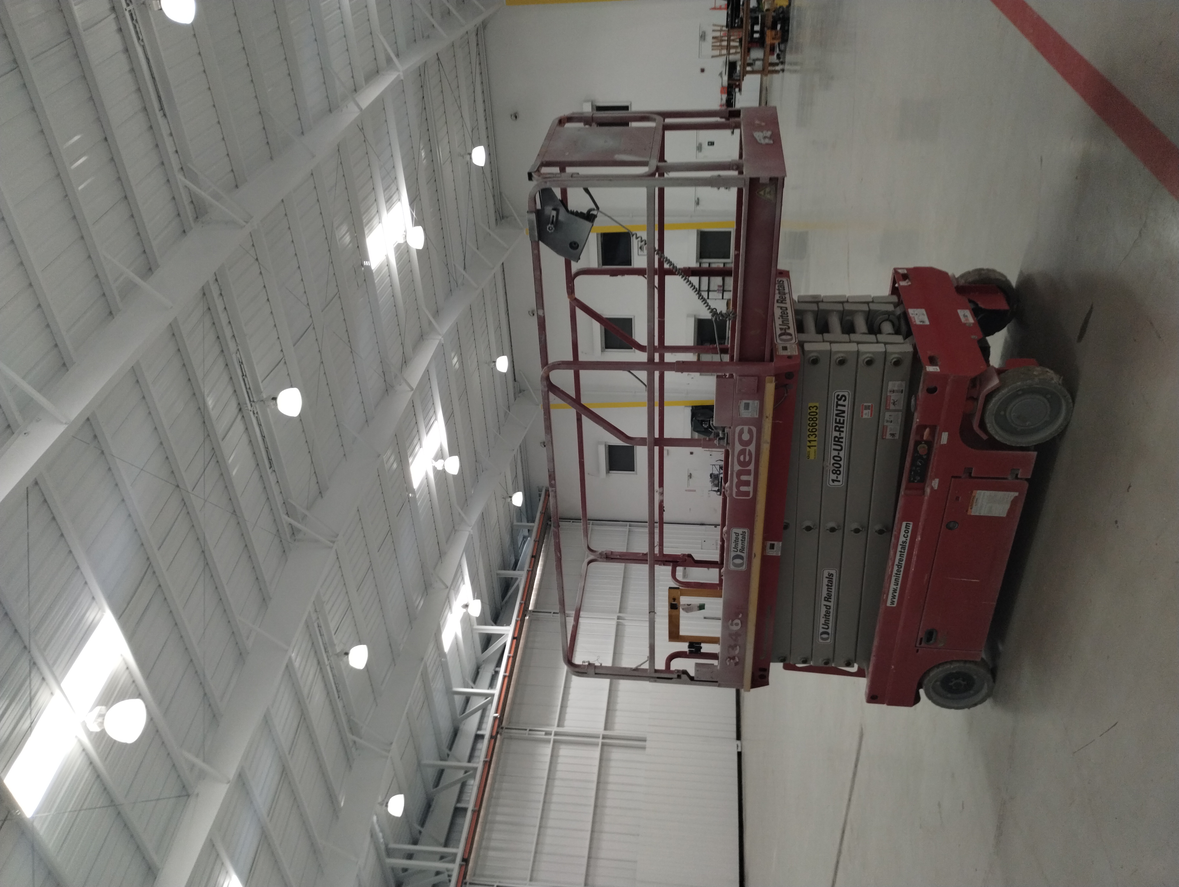 Daytona Beach Air port hanger after ceiling tear out and repaint. 