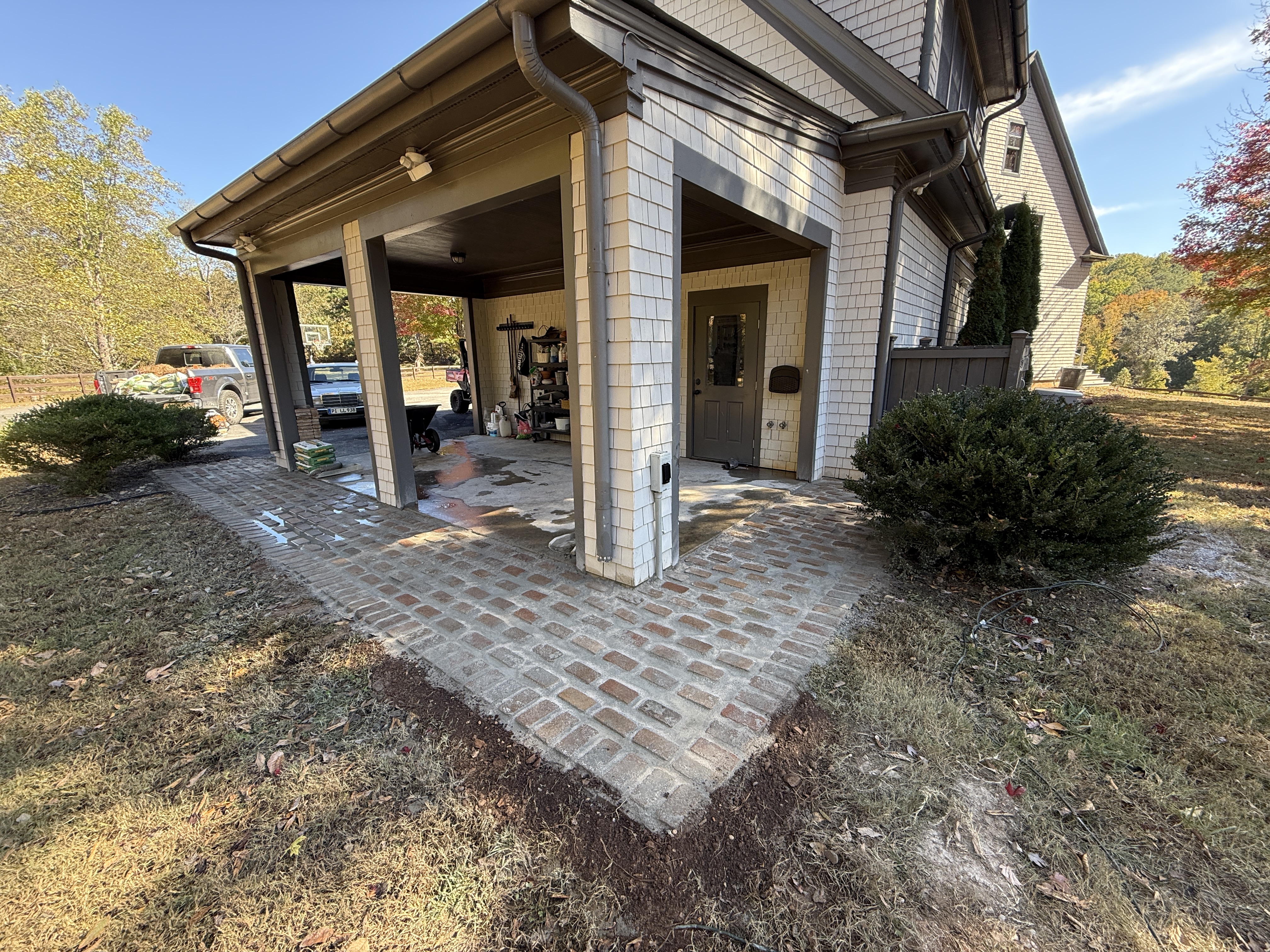 Old English style brick path install